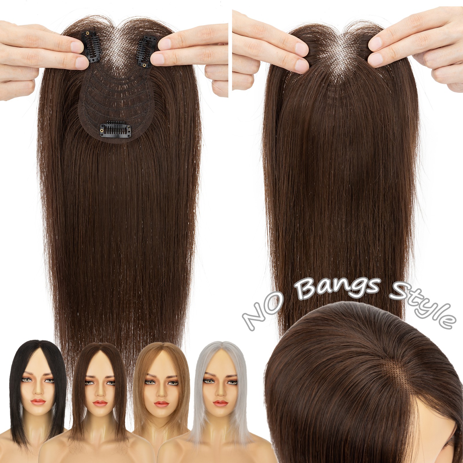 Women Hair Toppers Top Pieces Toupee Lace Base 100% Remy Human Hair Blonde Bangs