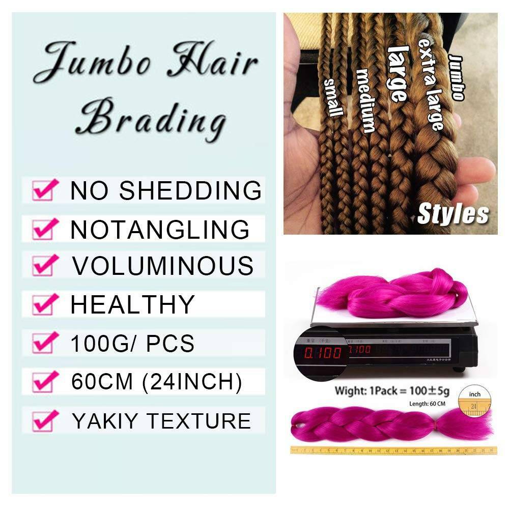 5Packs Synthetic Ombre Twist Box Braiding Jumbo Hair Extension For Human Rainbow