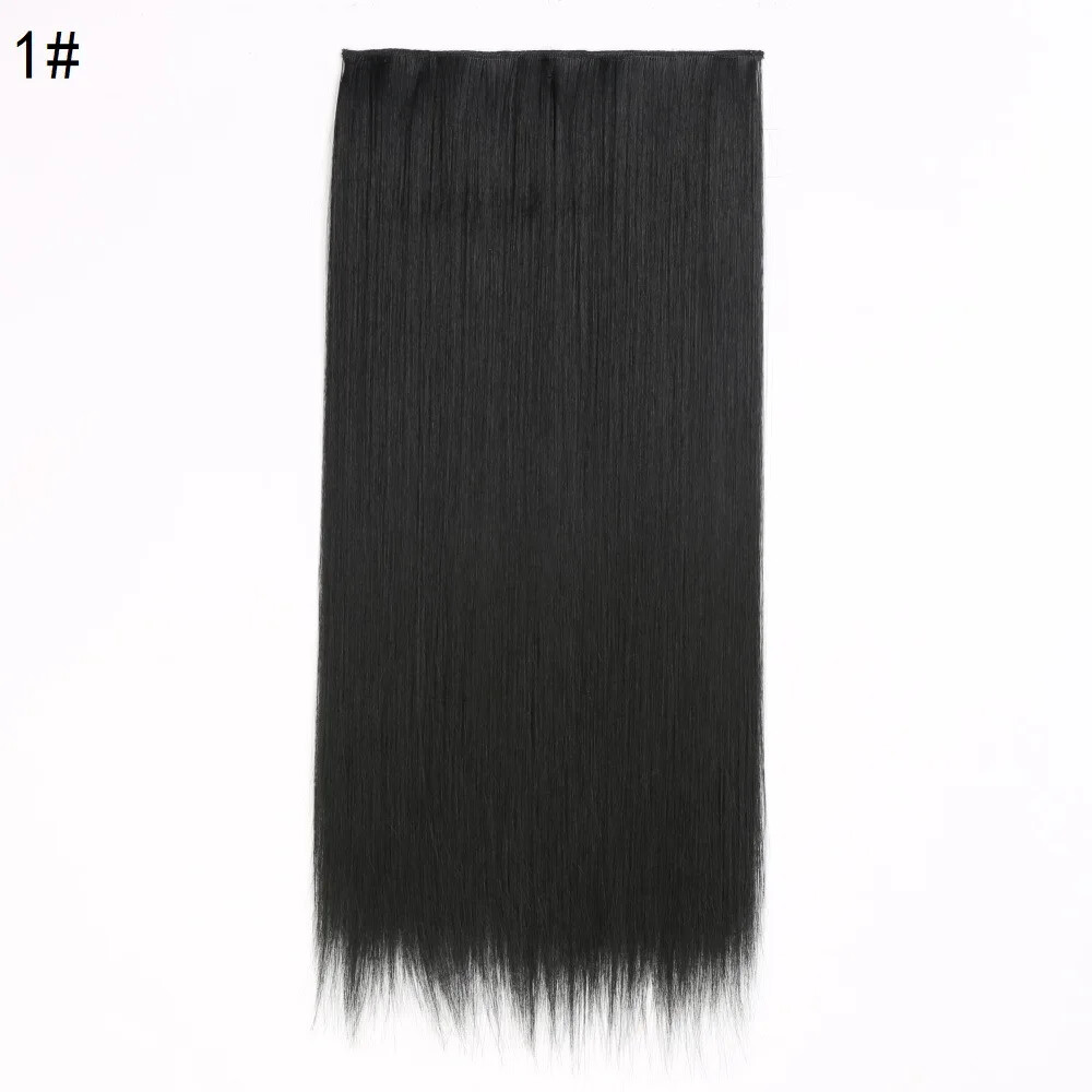 Five-card Clip In Synthetic Long Straight One Piece Hair Extension Seamless Hair