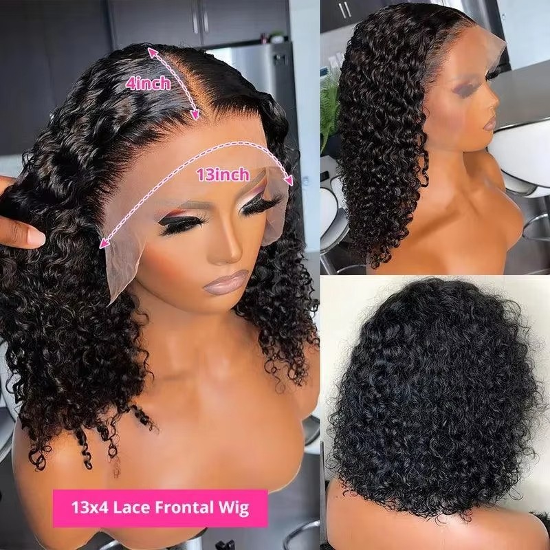 Brazilian Curly Short Bob 13×4 HD Lace Frontal Human Hair Deep Wave Front Wigs