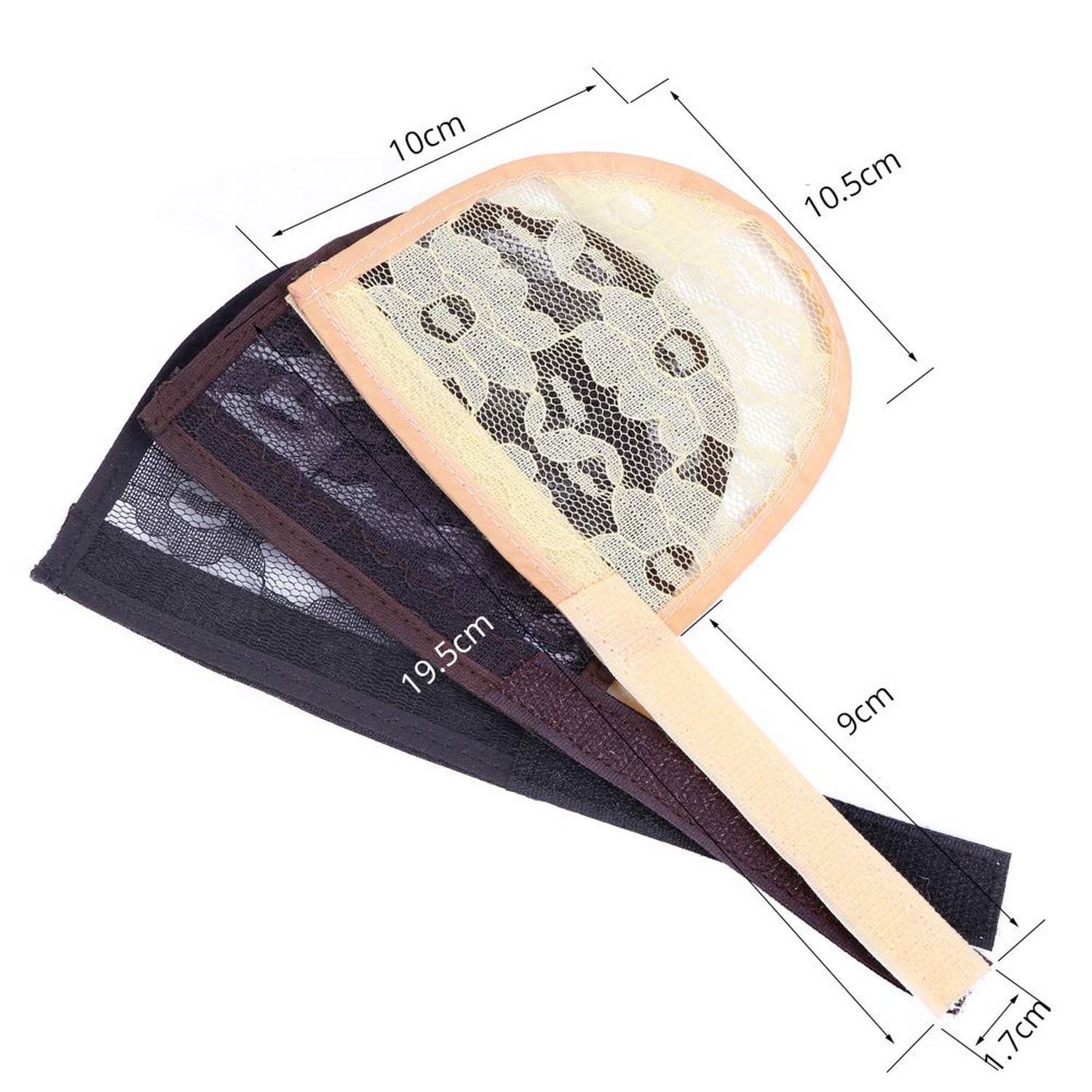 5PCS Lace Base for Ponytail with Combs – Large Hair Net – Magic Buckle – Black