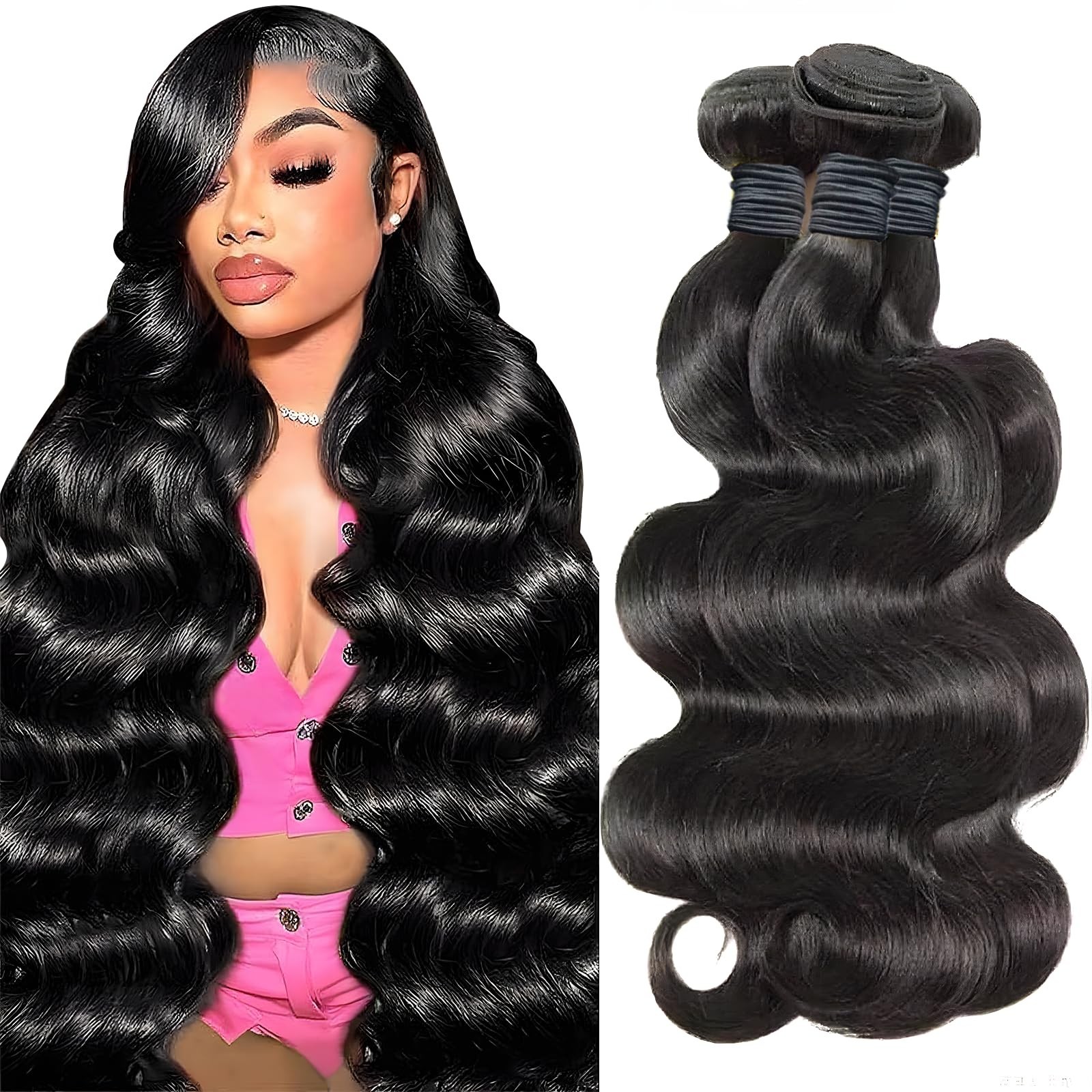 14A Body Wave Human Hair Bundles 20 22 24 Inch Thick Weave Natural Color