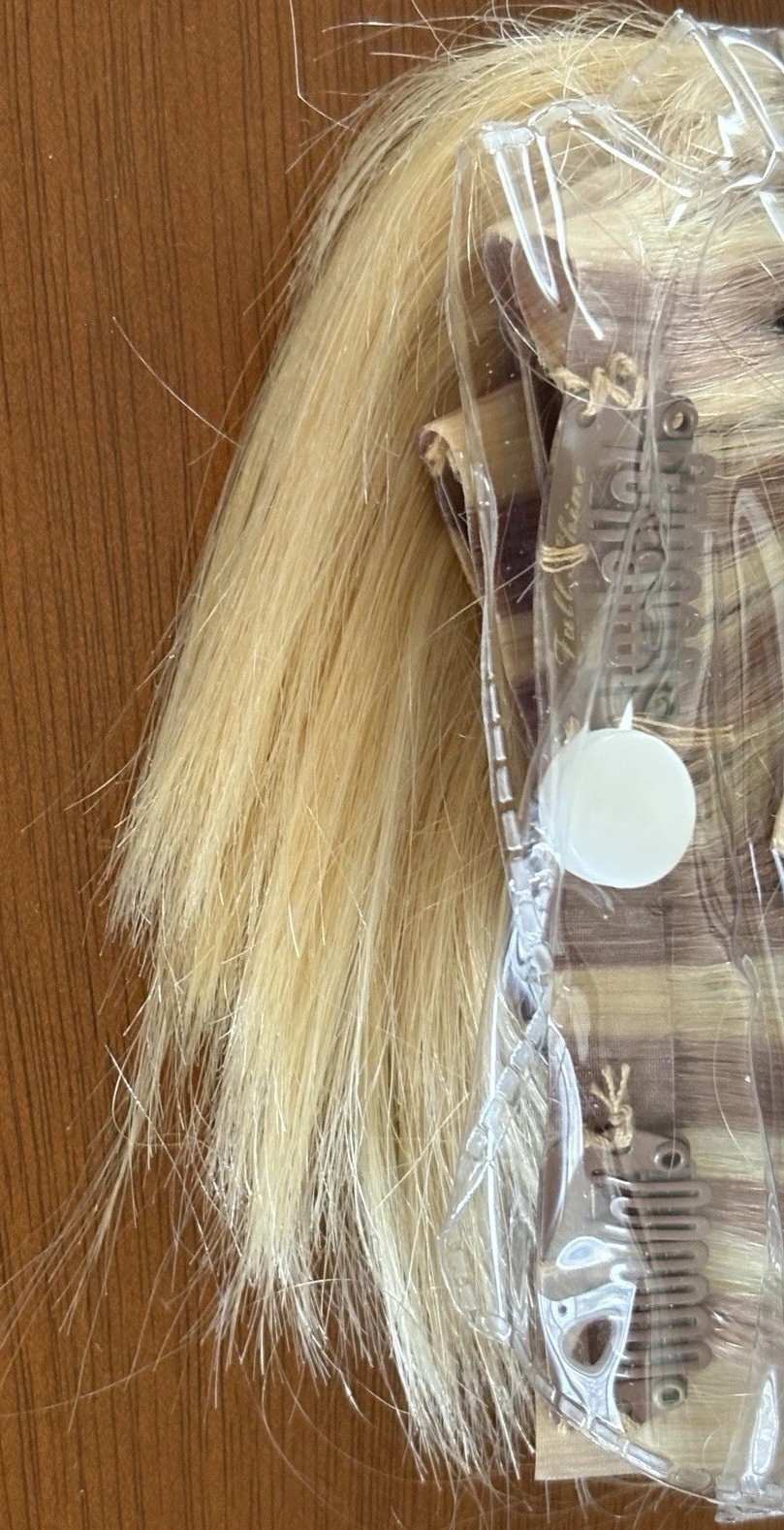 Full Shine Human Hair Clip In Mid Head Hair Extensions 8pcs 18″ Blonde 60# 100gr