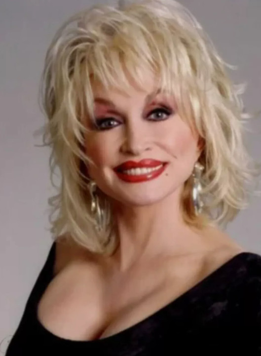 Dolly Parton Blond Mid-Length Synthetic Capless Wigs For Older Women 14 Inches