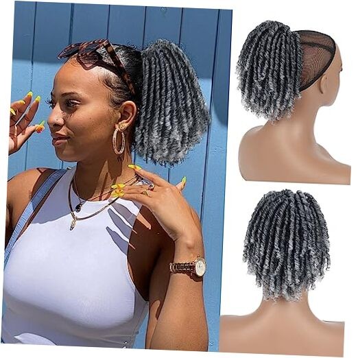 Oseti Short Grey Drawstring Ponytail for Black Women 6inch Gray 5 Inch #TGrey