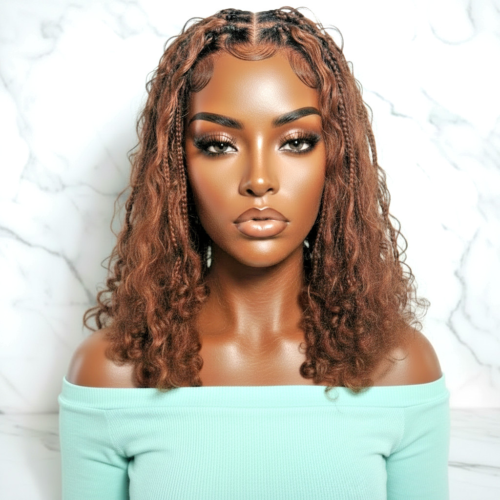 BoHo Knotless Braids Braided Wig. Bora Bora Braids. Full Lace Baby Hair