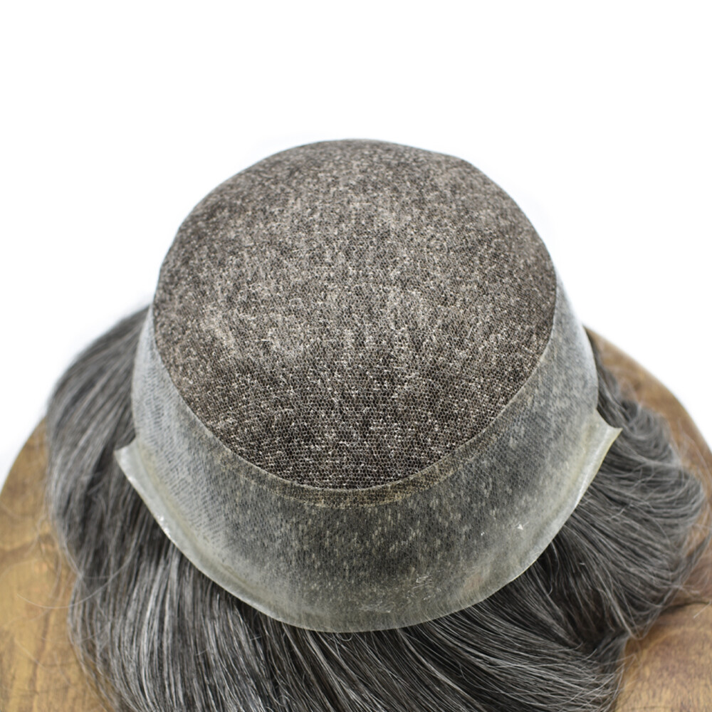 SWISS LACE Hairpiece Poly Pu Skin Around Hair System Mens Toupee For Men