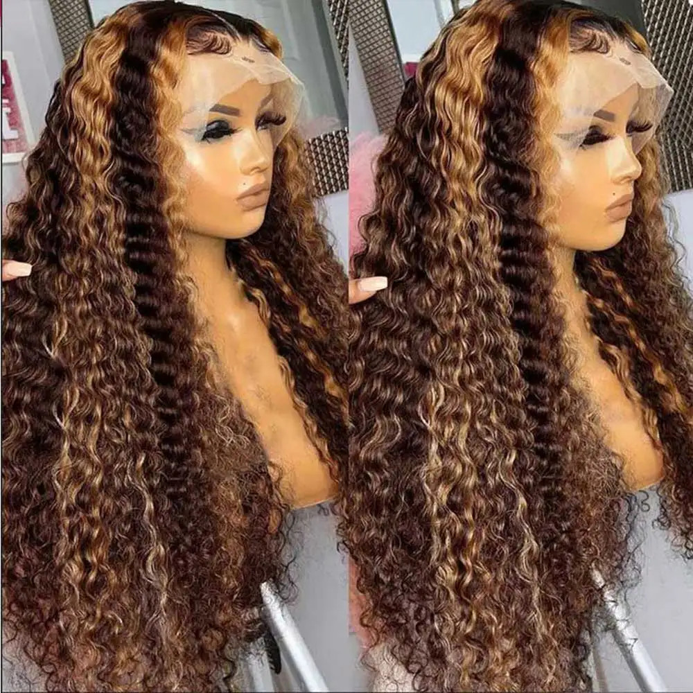 Invisible Strap Highlight Blonde 360 Full Hd Lace Front Wig Glueless Wig Curly