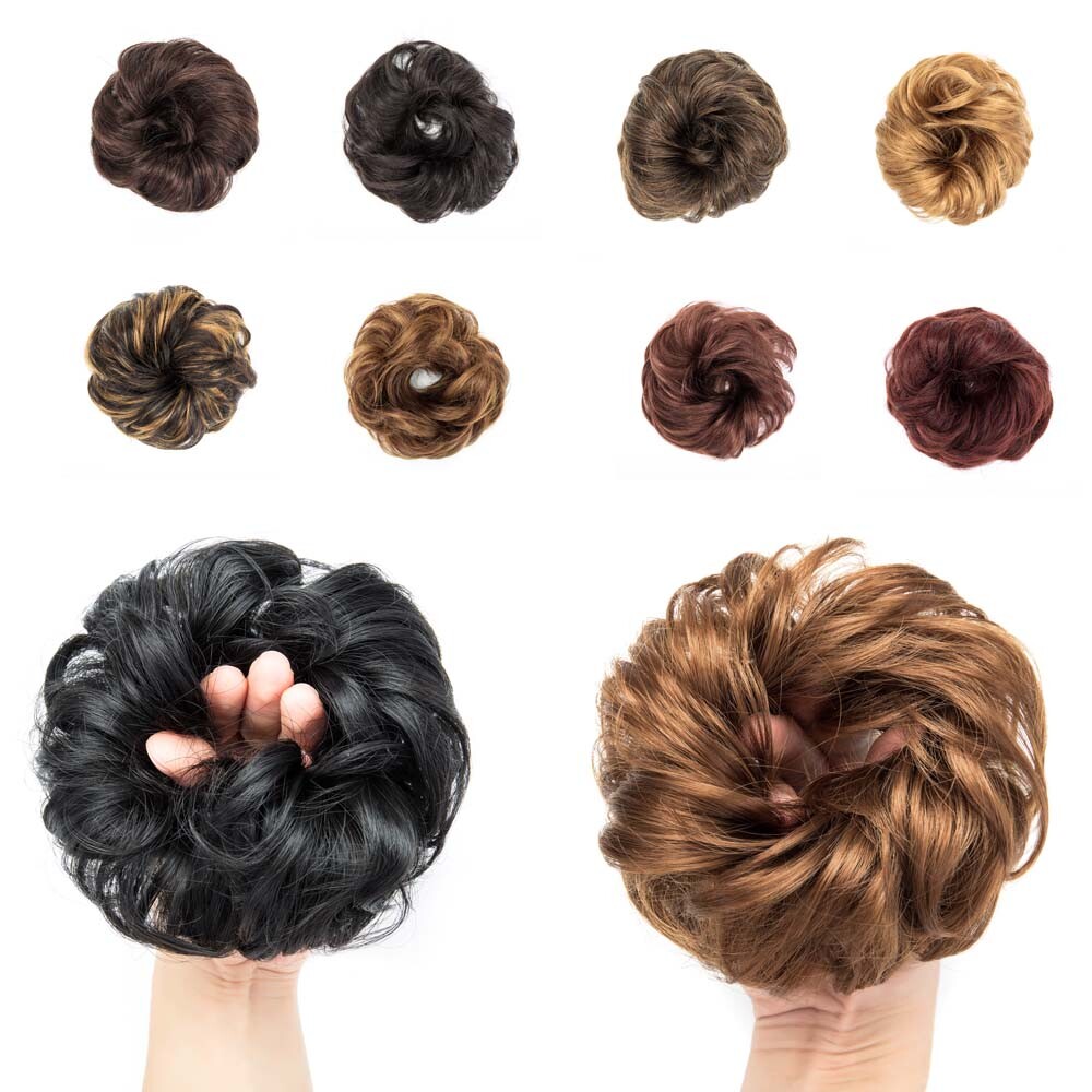 US Wavy Curly Messy Bun Chignon Donut Tweezer Thick Wrap Hair Piece Scrunchie YJ