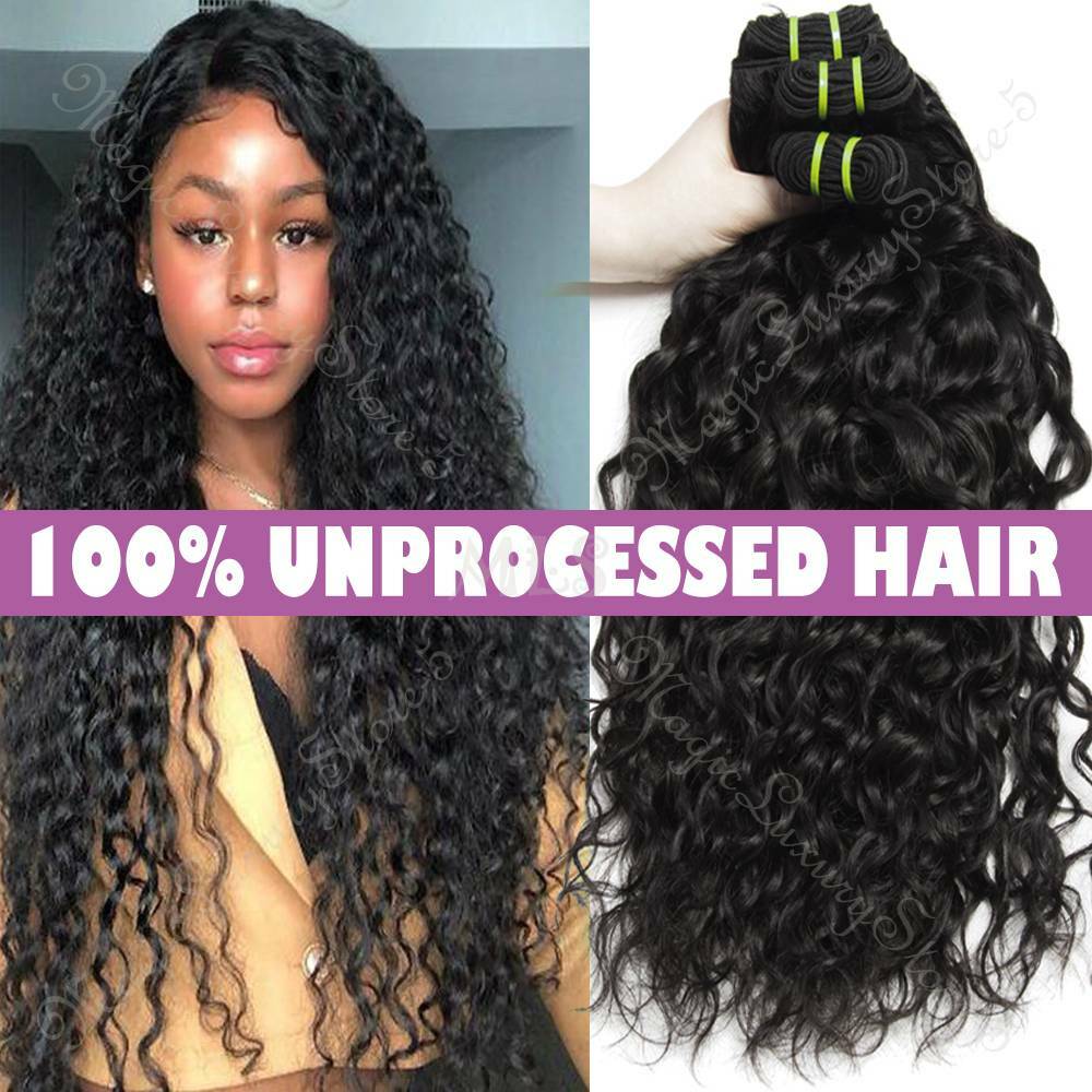 WATER WAVE 3 BUNDLES/300G 100% Unprocessed Virgin Human Hair Weave Brazilian USA