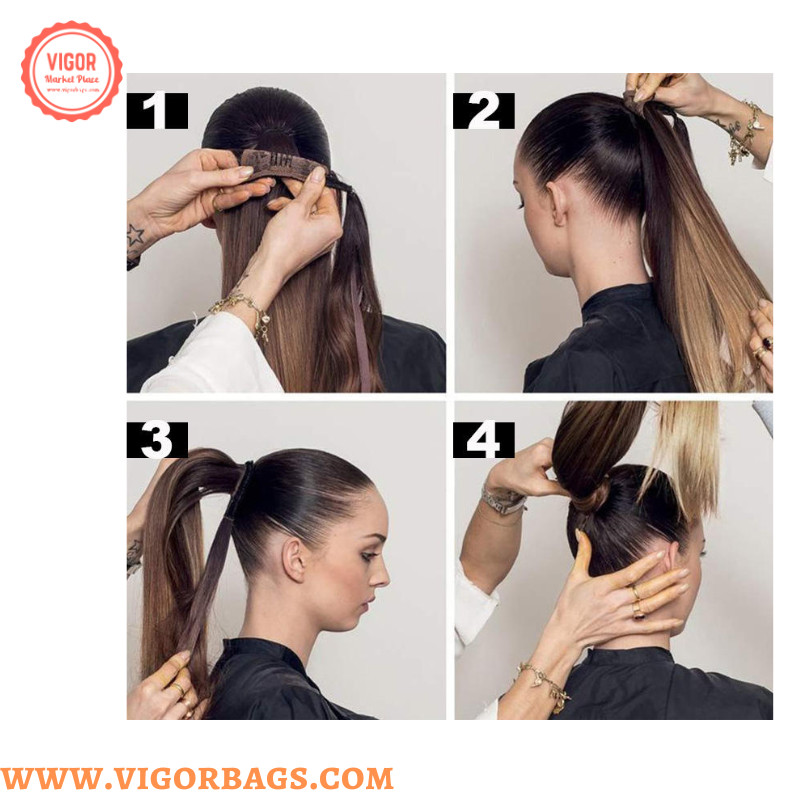 Long Straight Ponytail Hair Synthetic Extensions Heat Resistant