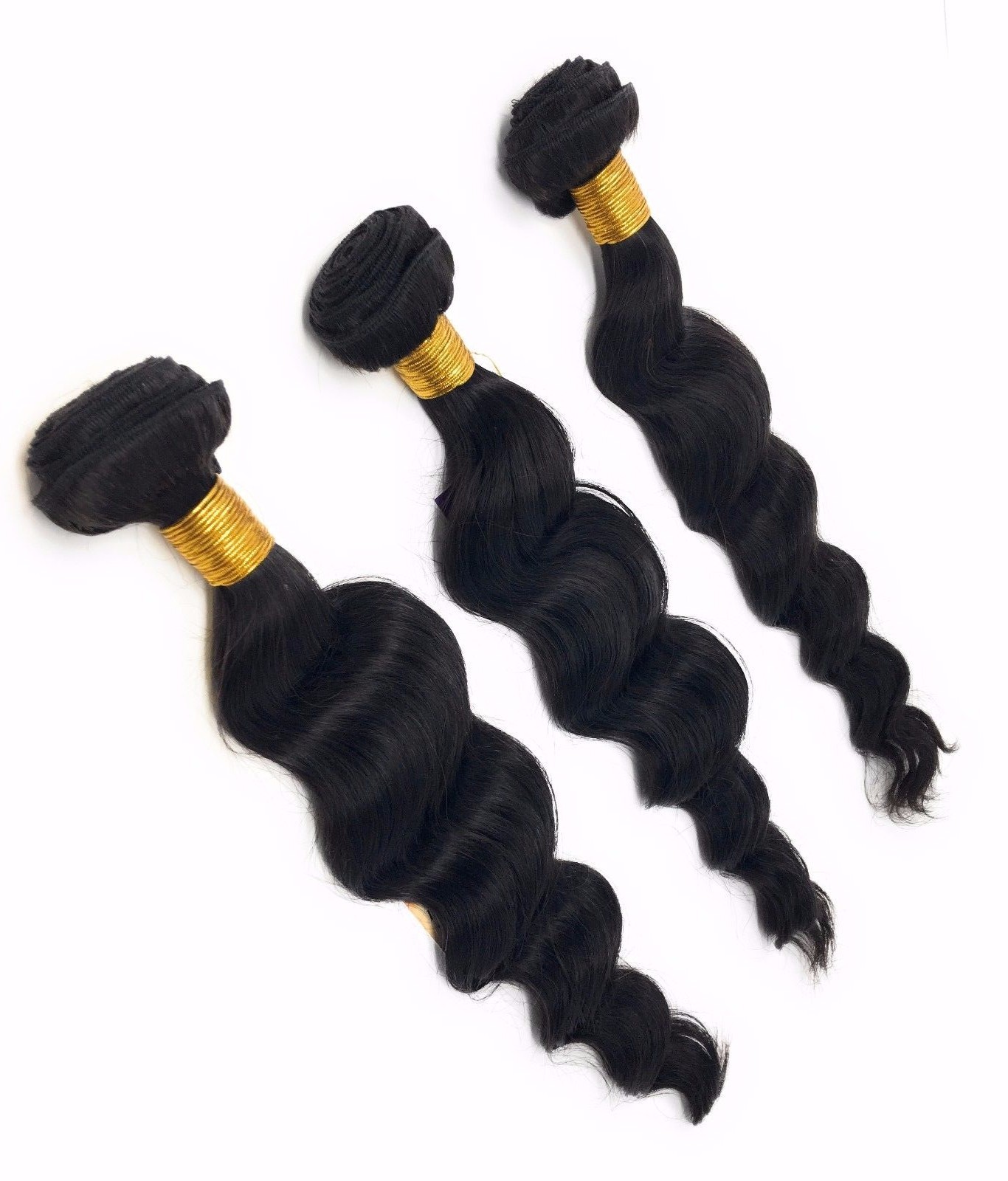 9A Loose Wave Virgin Remy 100 Human Hair Natural Black Sew In Ali 1 & 3 Bundles