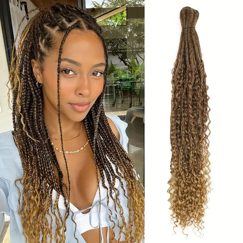 24inch Double Ended Dreadlocks Extensions 0.6cm Boho Curly Locs Synthetic Dreads