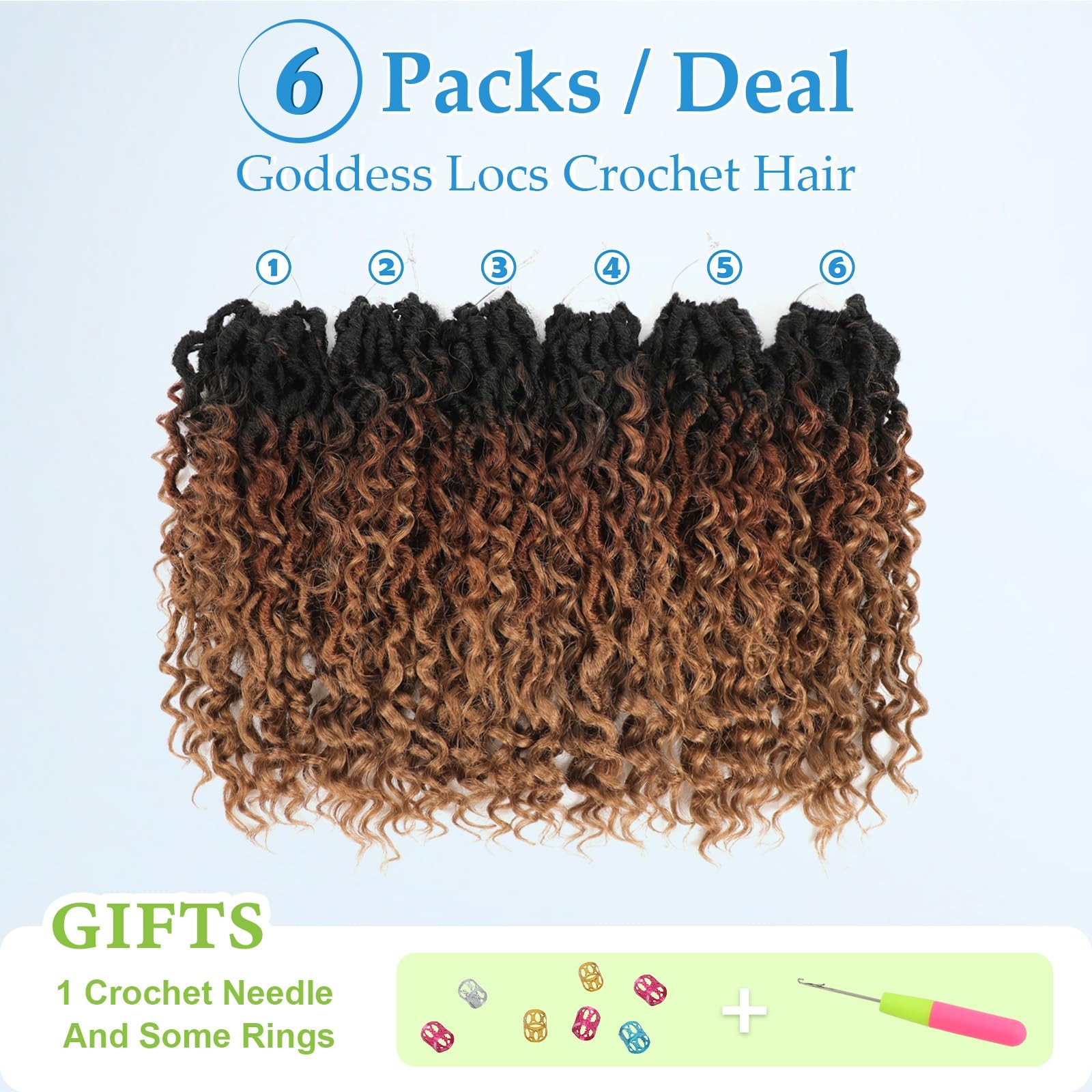 Goddess Locs Crochet Hair 14 Inch Faux Locs Crochet Hair for Black Women 6 Pa…