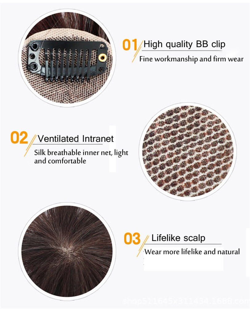 Silk Base Clip In Human Hair Toppers -Loss Thin Hair Top Replacement Straight