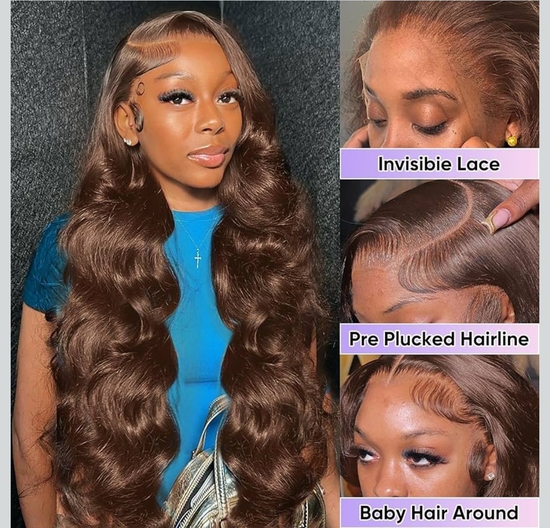 30 Inch Chocolate Brown Lace Front Wig 13×6 Body Wave 200 Density Hd Lace Front