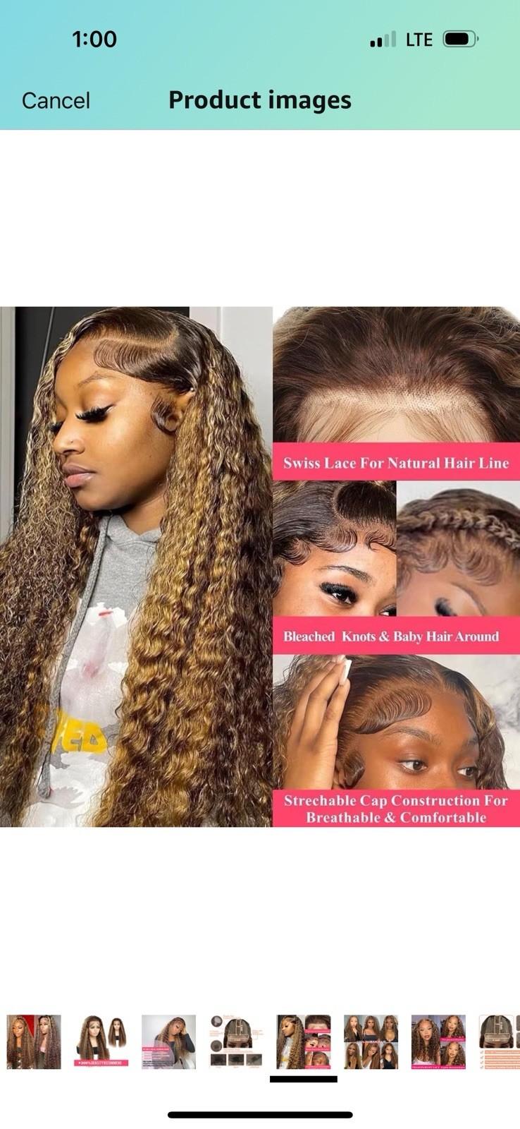 Fabimiya Human Hair Wig 5×5 Highlight P4/27 Brown Jerry Curly Lace Front 14 In