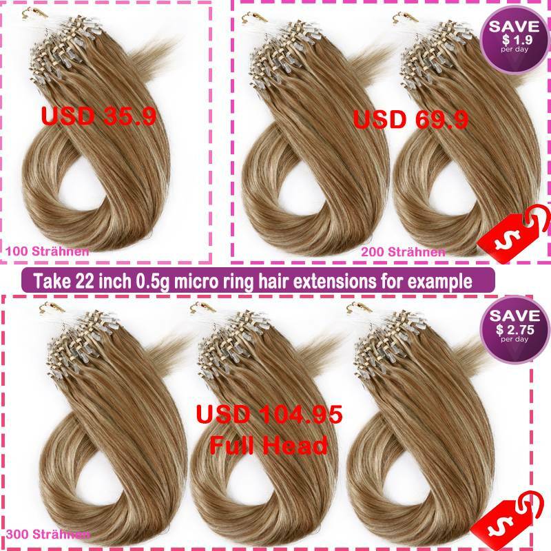 300S THICK Russian Human Remy Loop Micro Ring Tips Beads Hair Extensions Blonde
