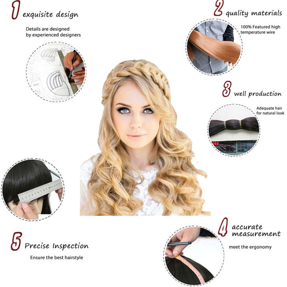 Cheap Ombre Blonde Brown Black Mix Full Wig Ladies Halloween Cosplay Hair Wigs W