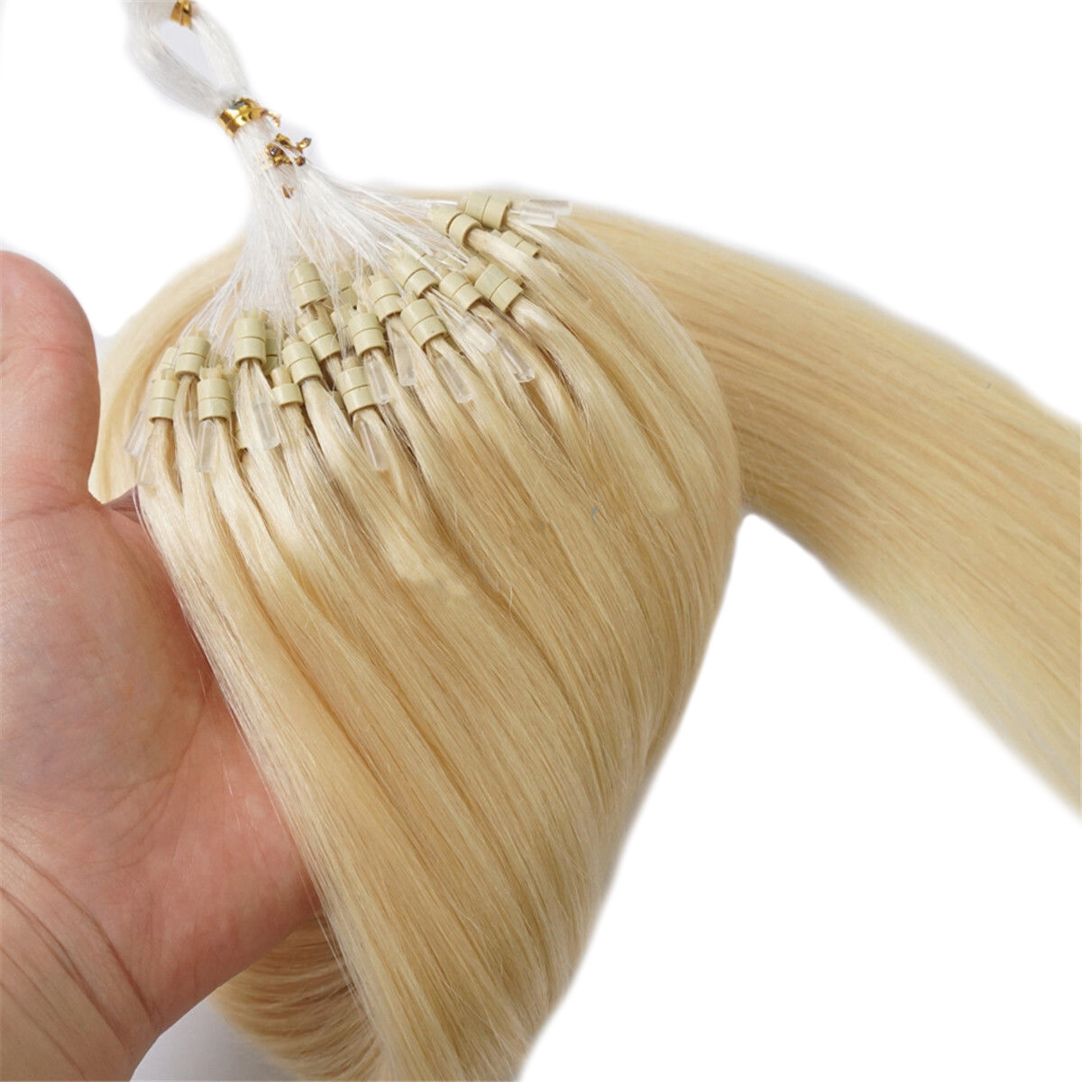 Micro Beads Loop Tip Human Hair Extensions Micro Ring Link Premium Remy Thick 1g