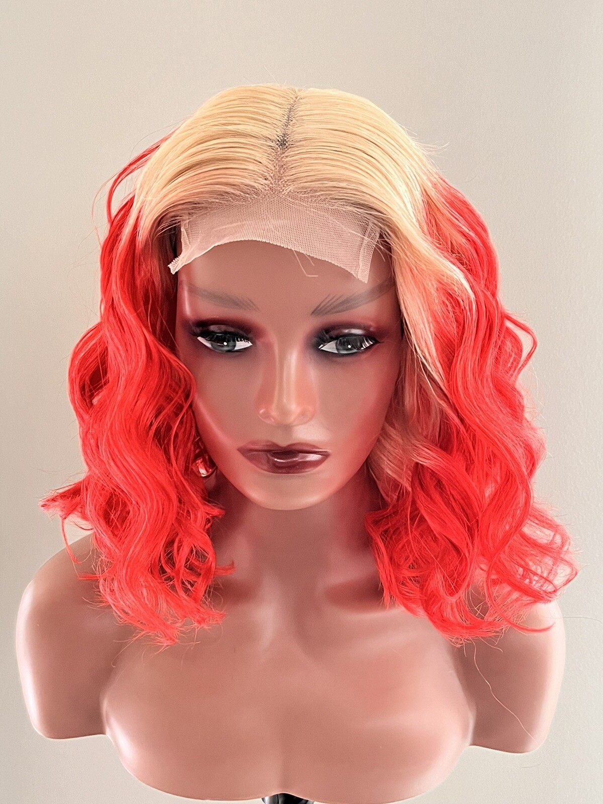 12 Inch Ombre Color 4×4 Lace Closure Bob Color-T613/Red. Medium Adjustable Band