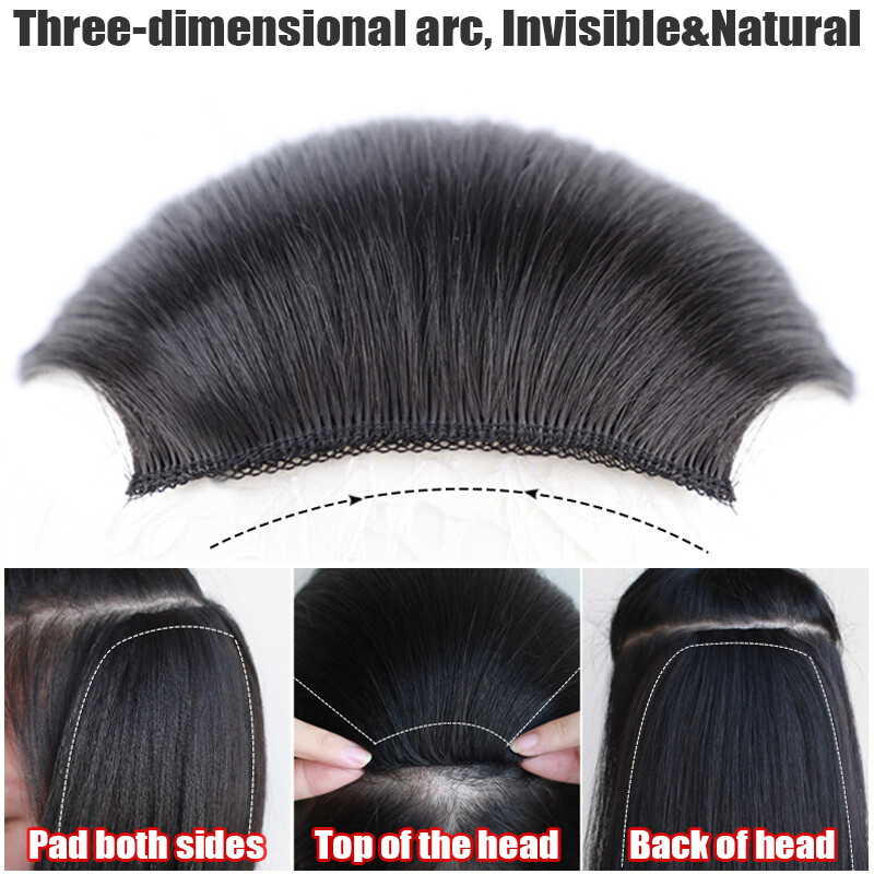 4in-12in Pad High Human Hair Root Clip In Real Hair Extensions Patches Hairpiece