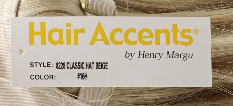 CLASSIC HAT by Henry Margu, Beige Hat w/Hair, 16H – Lt Blonde, *CLEARANCE!* NEW