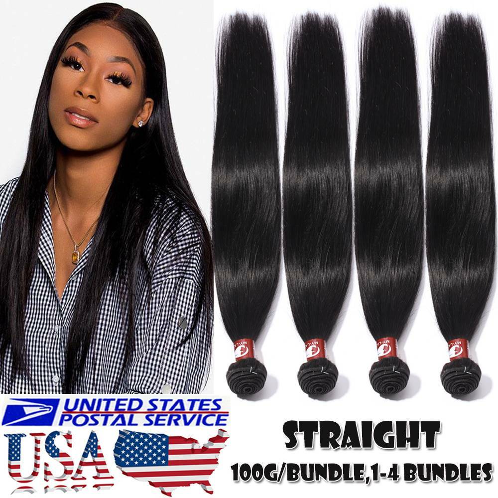 US CLEARANCE Brazilian Virgin Human Hair Extensions Weaving 4Bundles Smooth Weft
