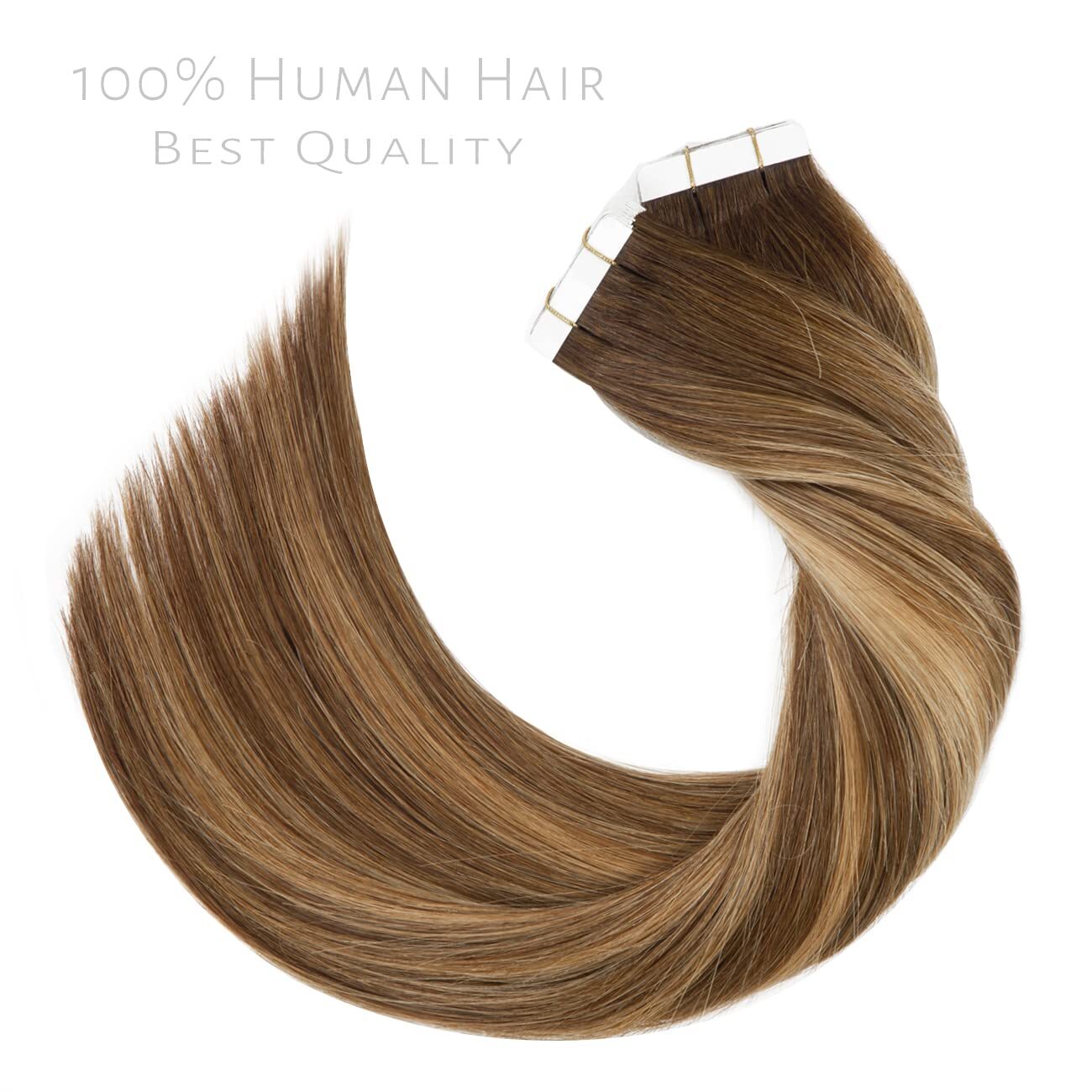 LacerHair Brown to Caramel Blonde Human Hair Ext 18” 100g 40pcs R#4- 4/27