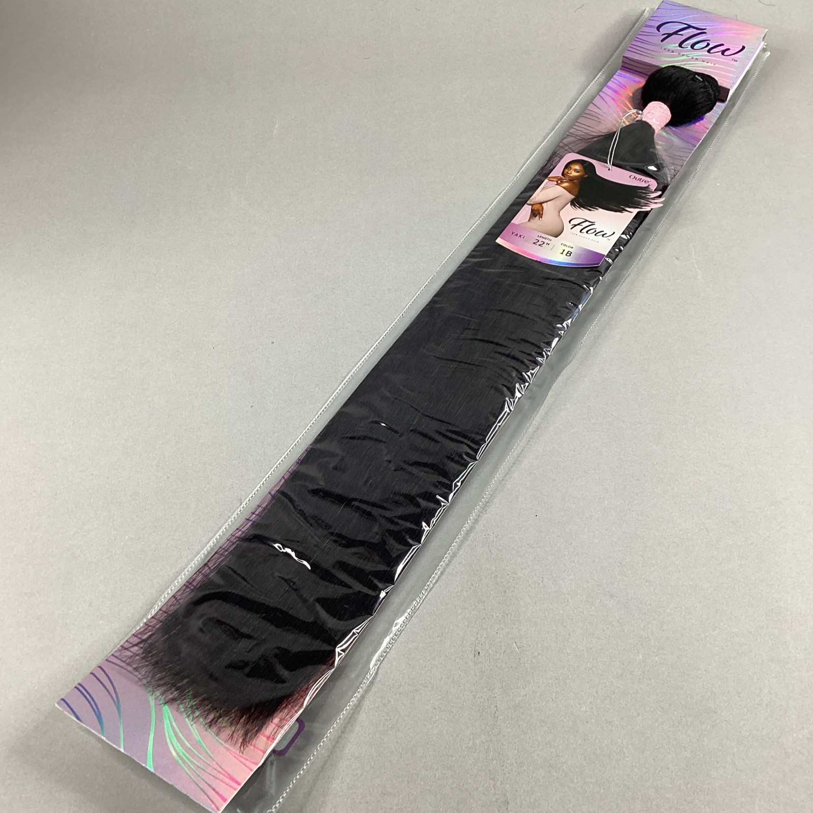 22″ Flow #1B Off Black Yaki Straight 100% Human Hair Extensions