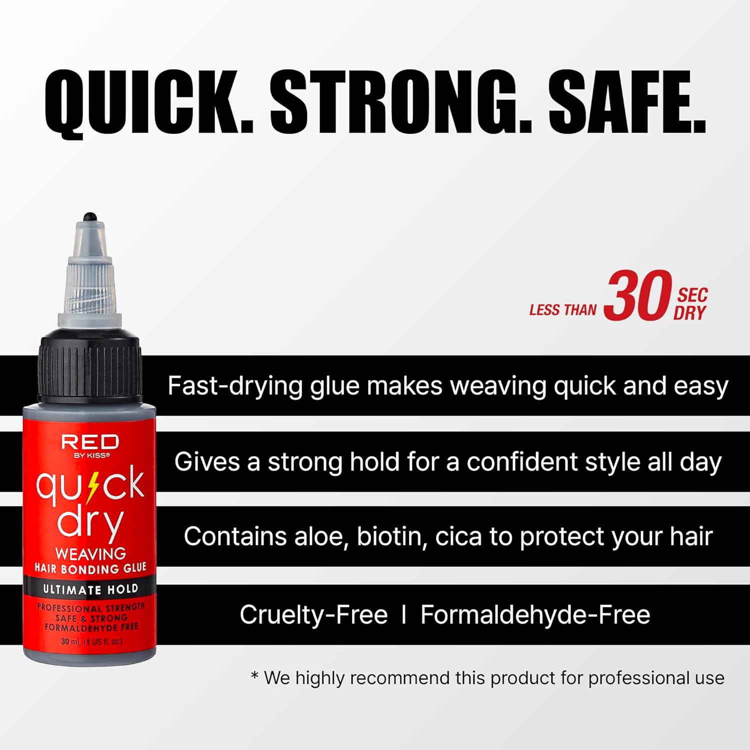Red by Kiss Quick Dry Hair Bonding Glue, Professional Strong & Long-Lasting Weav