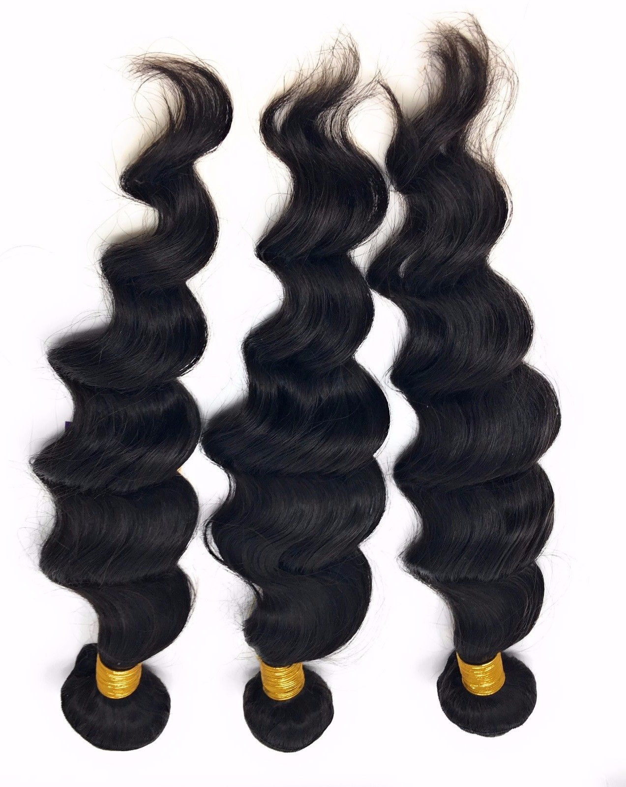 9A Loose Wave Virgin Remy 100 Human Hair Natural Black Sew In Ali 1 & 3 Bundles