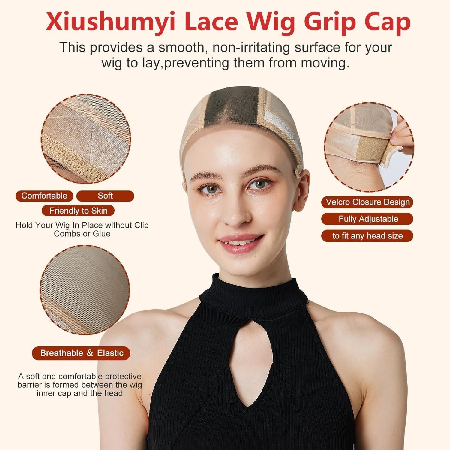 Nude Lace Wig Cap for Women – Adjustable Non-Slip Grip for All-Day Comfort