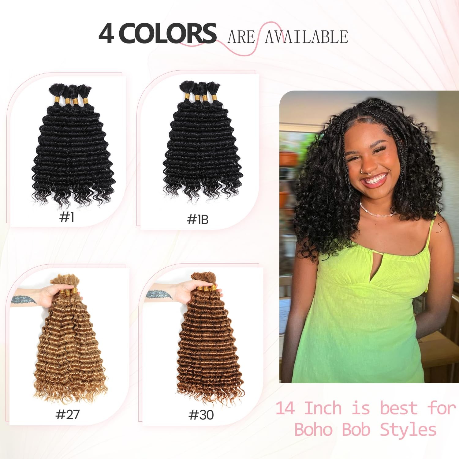 Urbeauty Human Hair For Boho Bob – Bohemian Hair For – Jet Black 14 In