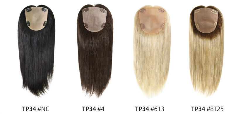 Women Topper Cuticle Remy Hair Silk Top Pieces Long Human Hair 15” TP34