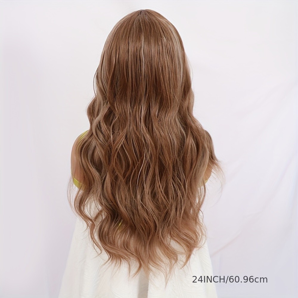 Ombre Brown Blonde Highlights Mixed Color Synthetic Wigs Middle Part Pre Plucked