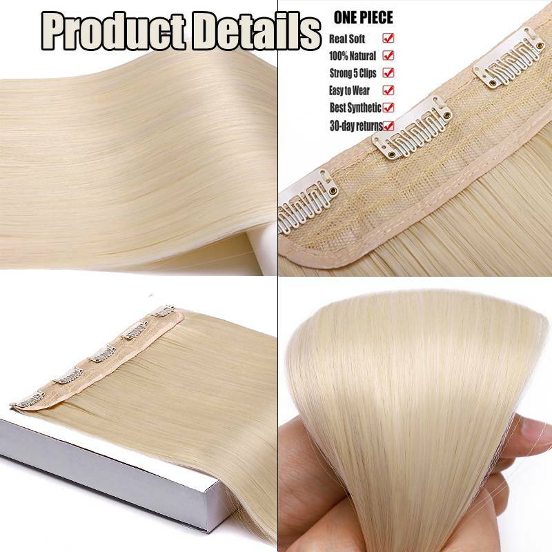 Soft Thick As Human Hair Synthetic 3/4 Full Head Clip In Hair Extension Black