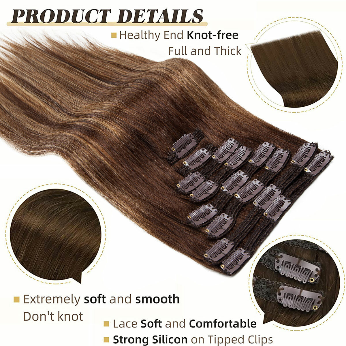 Luxury THICK Double Weft Clip In 100% Real Remy Human Hair Extensions Full Head