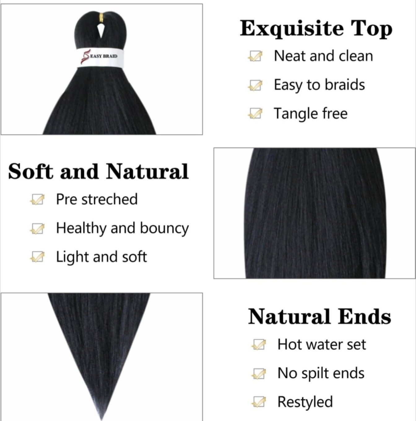 26 inch 3Packs (9.51 OZ.) Pre-Stretched Braiding Hair Easy Braid Professional…