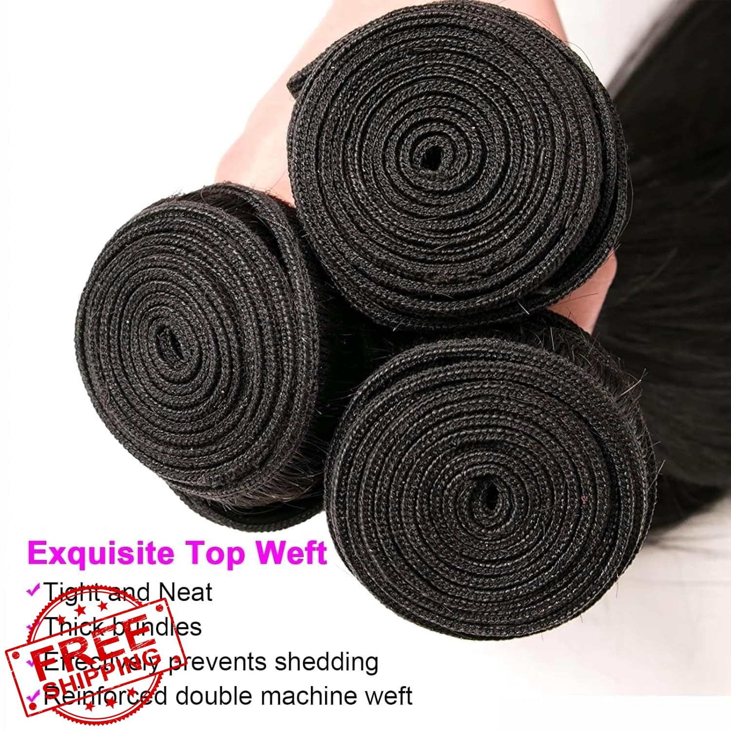 Seeuiegam 300g Loose Wave Human Hair 16 18 20 Inch Black LS