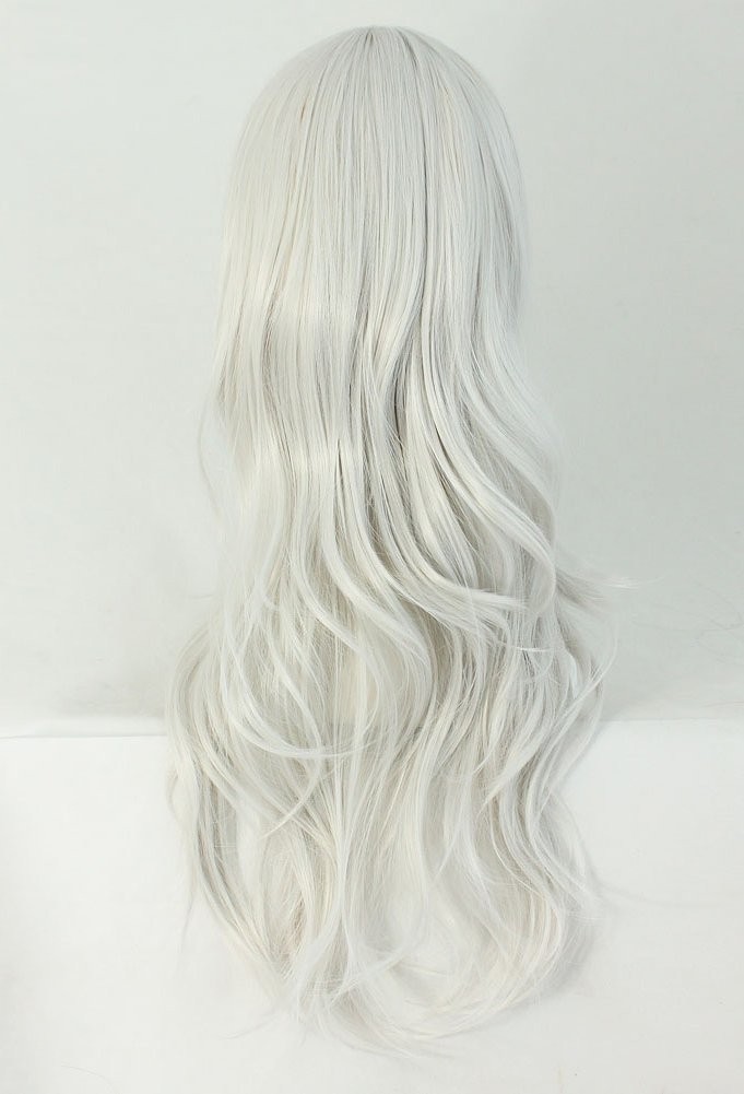 Versatile 28″ Curly Silver Gray Wig – High Temperature Fiber Cosplay Essential