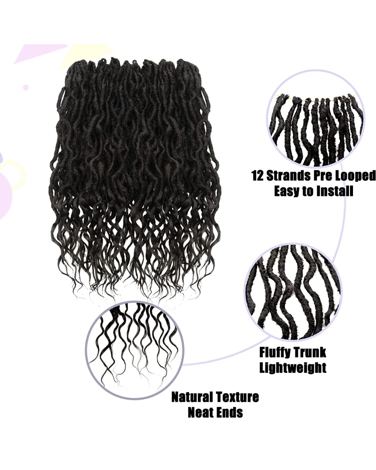 Hahoness Crochet hair 16 Inch 6 Packs Black