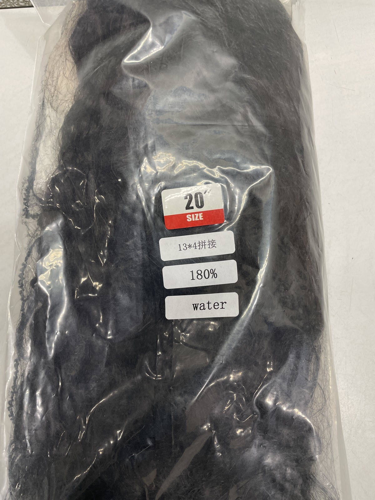 Natural Black Water Wave Human Hair Blend 13×4 Lace Front 180% Density Wig, 20″