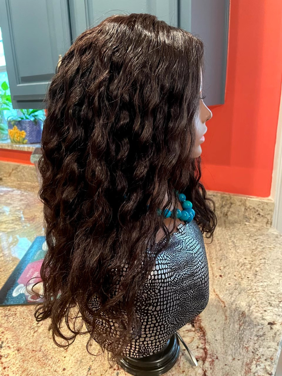 16″ Authentic Indian Curly Hair Wig, Natural Look