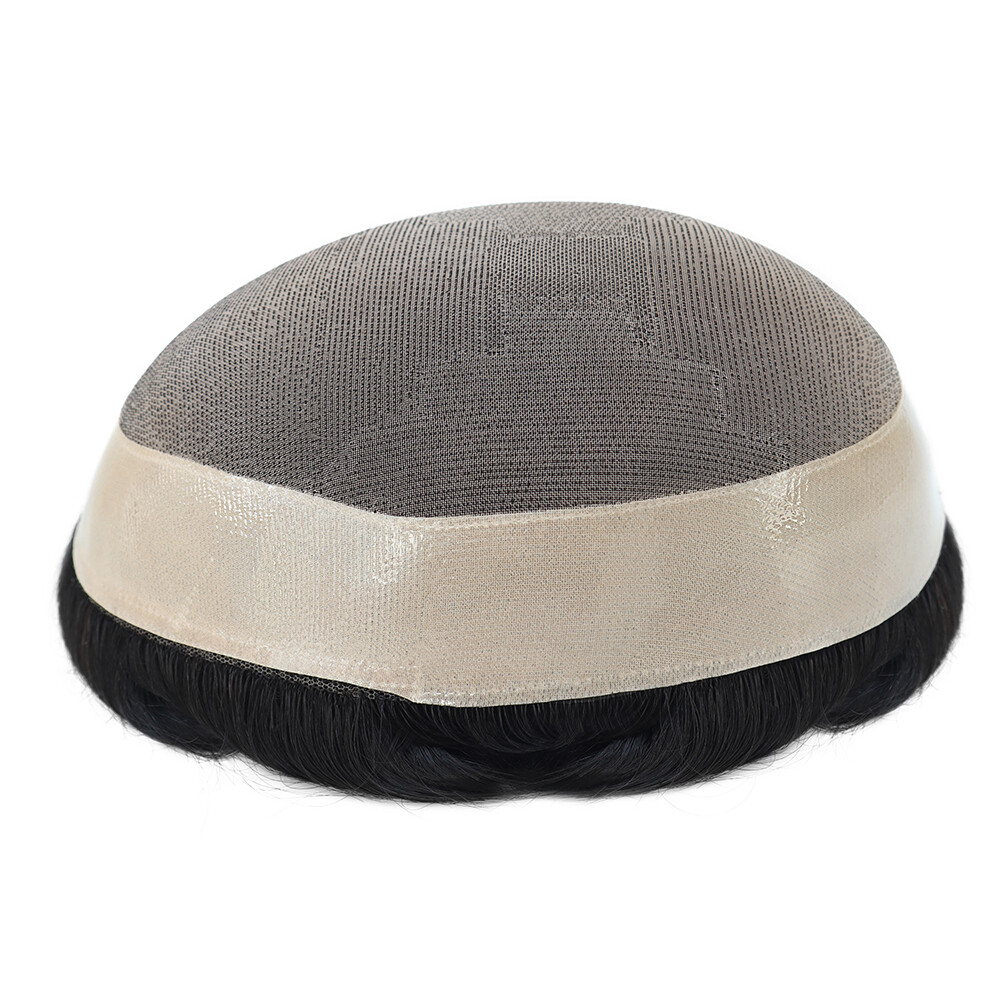 Mens Toupee Human Hair Durable Fine Mono Hair pieces For Gent Men Unit Hairpiece