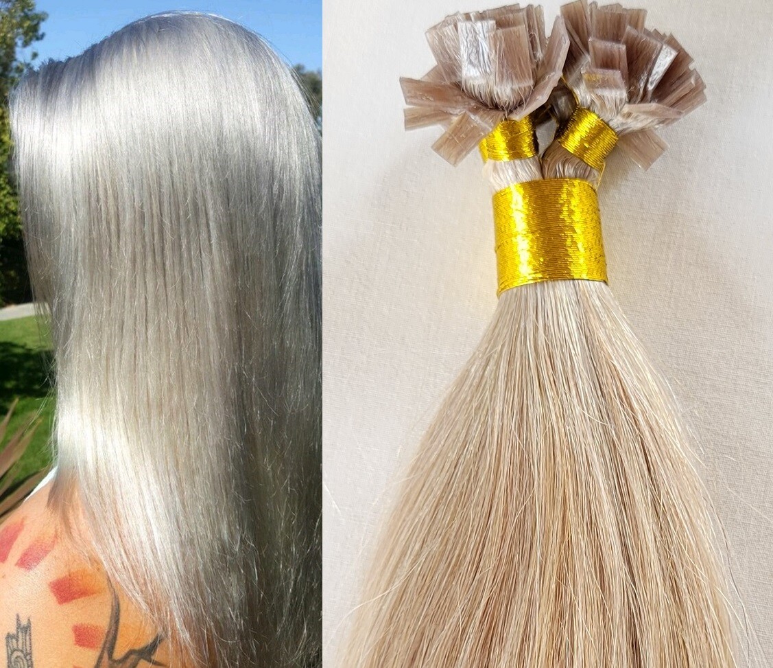 18″,22″ 100 grams ,Flat Tip Keratin Remy Human Hair Extensions Light Ash Blonde