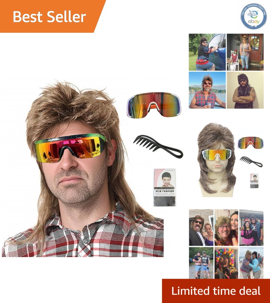 Ready-to-Wear Light Brown Mullet Wig for Men & Women – 80s Costume Essential