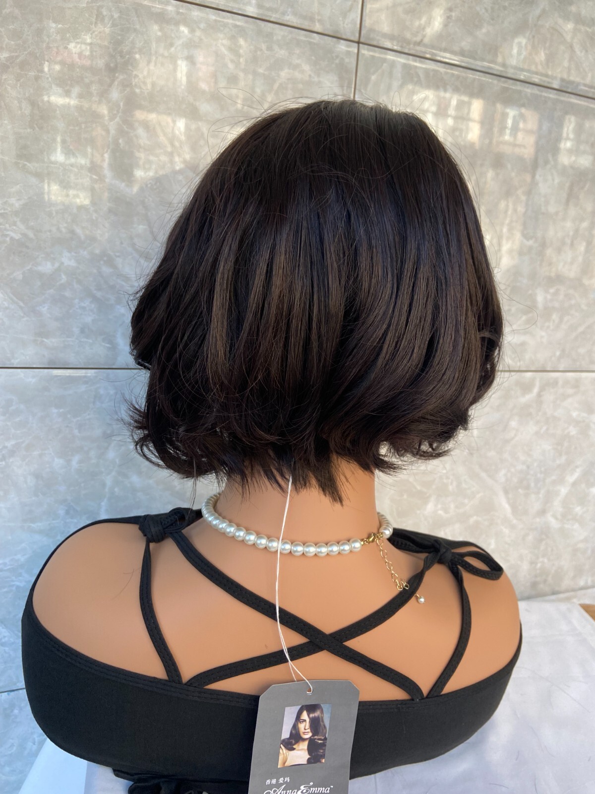 Side Part Dark Brown Wavy 100% Human Hair Blend Heat Ok Wigs Women Natural Soft