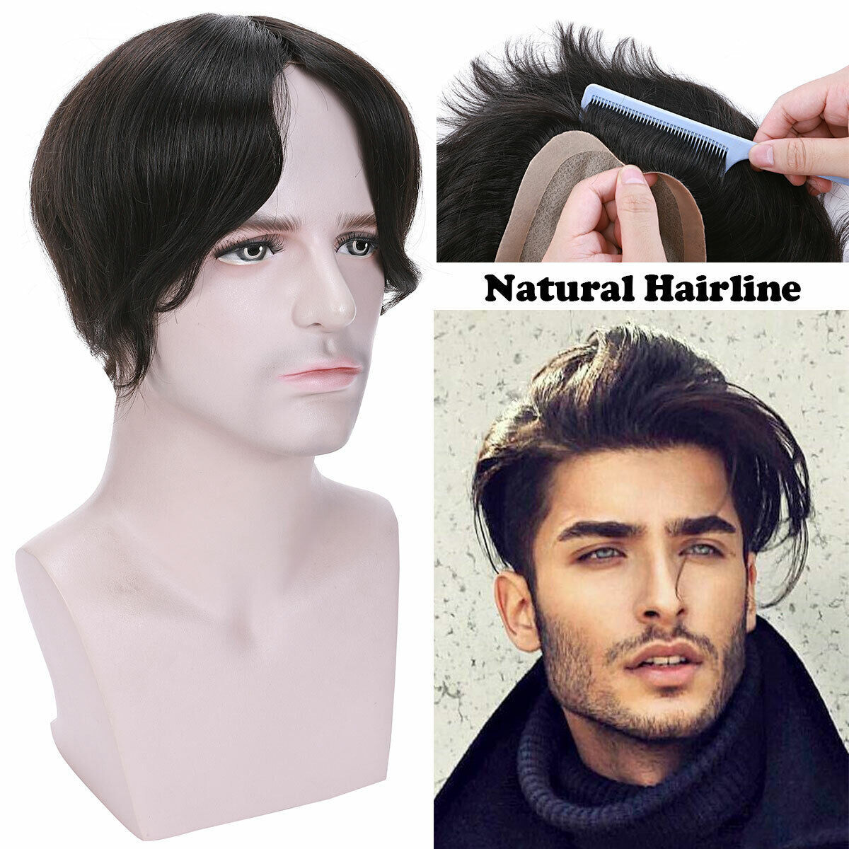 Ultra Thin Skin Mens Toupee Invisible Men Hair Replacement System TOP Hairpieces