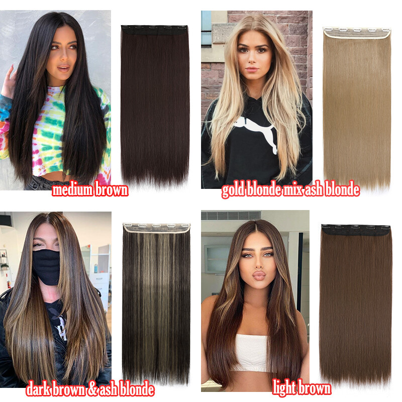 Clip In Hair Extensions 17″~30″ Synthetic Thick Half Head 1pcs Like Real Hair US